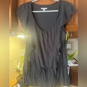 COPY - American Eagle Outfitters dark gray ruffled tie-waist top